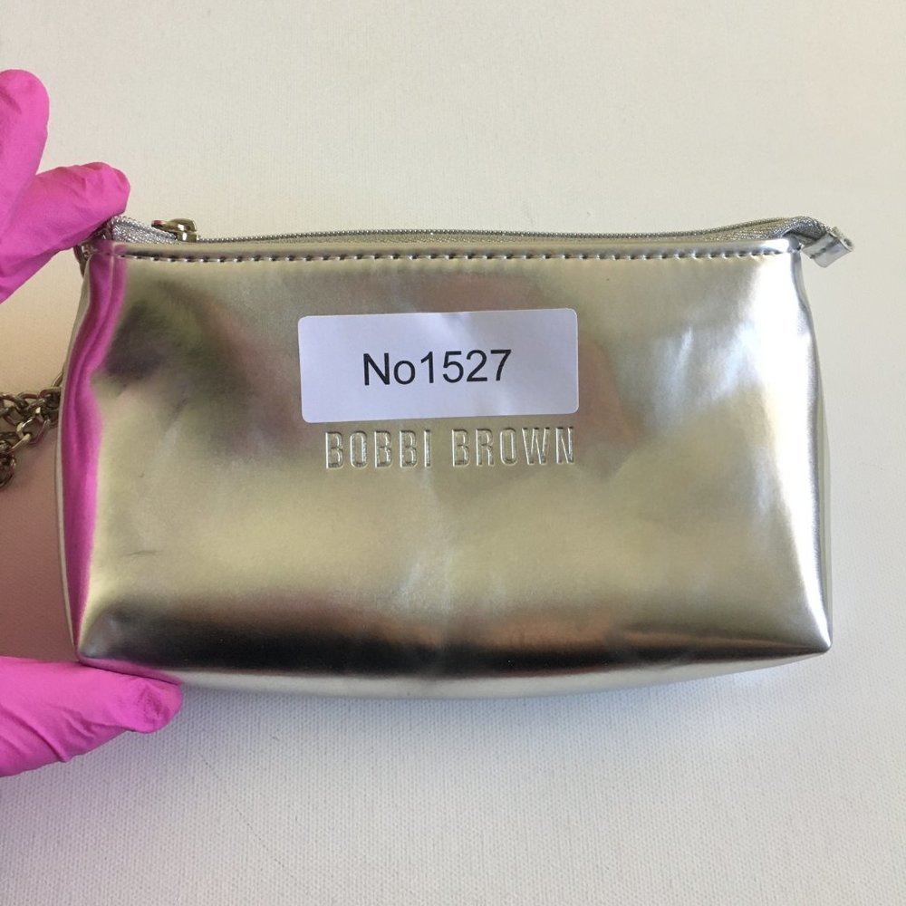 Bobbi Brown NEW Silver Chain Wristlet Zippered Pouch w/Mirror 6.5" x 4" x 1.75" - Picture 15 of 15